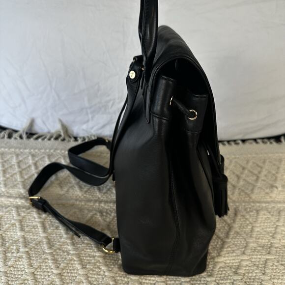 Juicy Couture Black Faux Leather Backpack Tassel Flap Bag - Picture 3 of 10